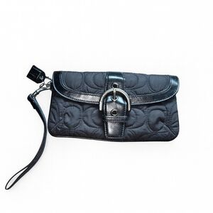 Coach Quilted Black Wristlet with Buckle